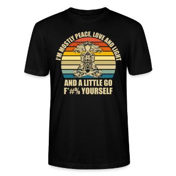Yoga Retro lustige Geschenkidee - Stanley/Stella Unisex Bio-T-Shirt CRAFTER - Schwarz - Vorne - Alina (178cm) & Michal (187cm)