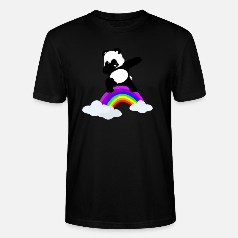 Dabbender Panda Regenbogen Kinder Baby - Stanley/Stella Unisex Bio-T-Shirt CRAFTER - Schwarz