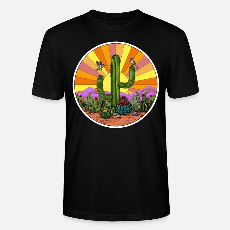 Désert de cactus hippie - T-shirt bio CRAFTER Stanley Stella Unisexe - noir