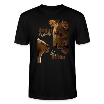 Löwen Design Wie der Vater so sehr Sohn - Stanley/Stella Unisex Bio-T-Shirt CRAFTER - Schwarz - Vorne - Alina (178cm) & Michal (187cm)