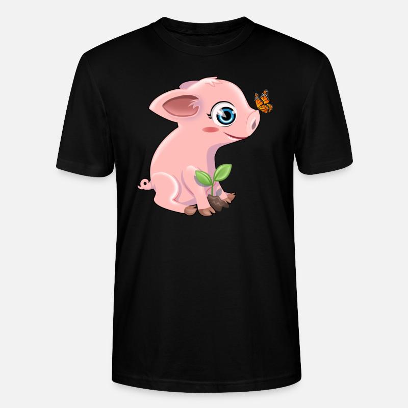 Schwein mit Schmetterling - Stanley/Stella Unisex Bio-T-Shirt CRAFTER - Schwarz