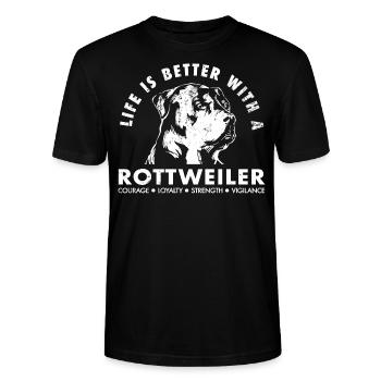 Rottweiler - Stanley/Stella Unisex Bio-T-Shirt CRAFTER - Schwarz - Vorne - Alina (178cm) & Michal (187cm)