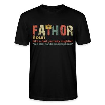Vintage Fathor Birthday Father's Day Funny Dad - Stanley/Stella CRAFTER Unisex Organic T-Shirt - black - Front - Alina (178cm) & Michal (187cm)