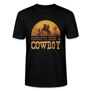cowboy - Stanley/Stella CRAFTER Unisex Organic T-Shirt - black - Front - Alina (178cm) & Michal (187cm)