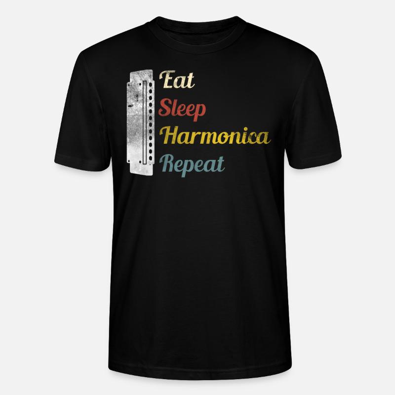 Eat Sleep Harmonica Repeat Mundharmonika - Stanley/Stella Unisex Bio-T-Shirt CRAFTER - Schwarz