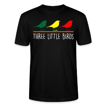 Three Little Birds | Reggae music 420 Rastafarian - Stanley/Stella CRAFTER Unisex Organic T-Shirt - black - Front - Alina (178cm) & Michal (187cm)