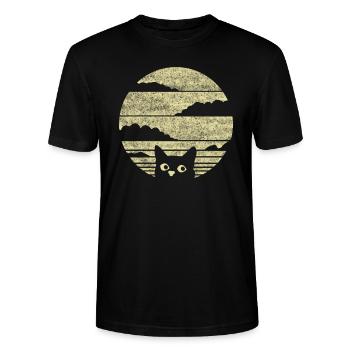 Chat vintage chat vintage chats rétro - T-shirt bio CRAFTER Stanley Stella Unisexe - noir - Devant - Alina (178cm) & Michal (187cm)