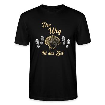 Pilgern Jakobsweg Jakobsmuschel Santiago Camino - Stanley/Stella Unisex Bio-T-Shirt CRAFTER - Schwarz - Vorne - Alina (178cm) & Michal (187cm)