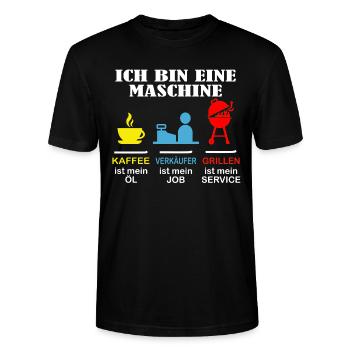 Verkäufer - Ich bin eine Maschine - Stanley/Stella Unisex Bio-T-Shirt CRAFTER - Schwarz - Vorne - Alina (178cm) & Michal (187cm)