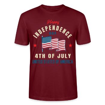 Independence Day July 4th - Stanley/Stella CRAFTER Unisex Organic T-Shirt - burgundy - Front - Alina (178cm) & Michal (187cm)