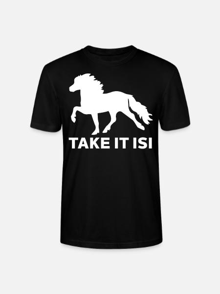 Neem het Isi IJslands paardrijcadeau - Stanley/Stella Uniseks bio-T-shirt CRAFTER - zwart