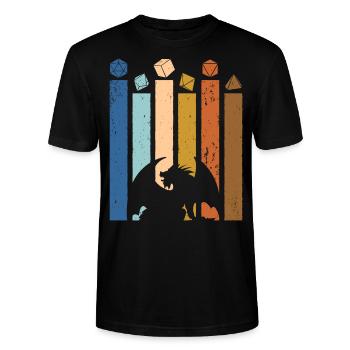 Retro Vintage D20 Würfel Rollenspiel Tabletop RPG - Stanley/Stella Unisex Bio-T-Shirt CRAFTER - Schwarz - Vorne - Alina (178cm) & Michal (187cm)