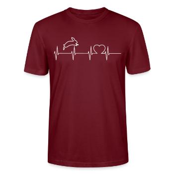 Bunny rabbit long ear heartbeat - Stanley/Stella CRAFTER Unisex Organic T-Shirt - burgundy - Front - Alina (178cm) & Michal (187cm)