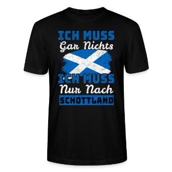 Ich muss gar nichts - Ich muss nur nach Schottland - Stanley/Stella Unisex Bio-T-Shirt CRAFTER - Schwarz - Vorne - Alina (178cm) & Michal (187cm)