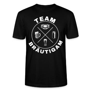 Bräutigam Support Crew Hochzeit Junggeselle - Stanley/Stella Unisex Bio-T-Shirt CRAFTER - Schwarz - Vorne - Alina (178cm) & Michal (187cm)