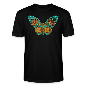 Papillon Mandala Tatoo Tribal - T-shirt bio CRAFTER Stanley Stella Unisexe - noir - Devant - Alina (178cm) & Michal (187cm)