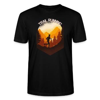 Trail Running &Course de montagne, Ultra Trail Runner - T-shirt bio CRAFTER Stanley Stella Unisexe - noir - Devant - Alina (178cm) & Michal (187cm)