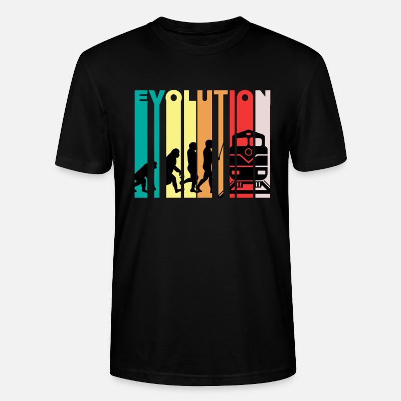Evolution Of Train Driver Gift - Stanley/Stella CRAFTER Unisex Organic T-Shirt - black