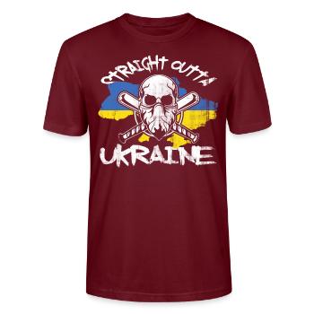 Ukraine - Stanley/Stella CRAFTER Unisex Organic T-Shirt - burgundy - Front - Alina (178cm) & Michal (187cm)