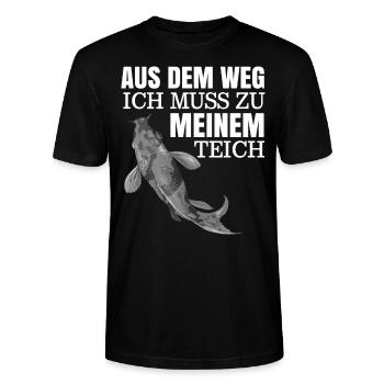 Aus dem Weg ich muss zu meinem Koi Teich - Stanley/Stella Unisex Bio-T-Shirt CRAFTER - Schwarz - Vorne - Alina (178cm) & Michal (187cm)