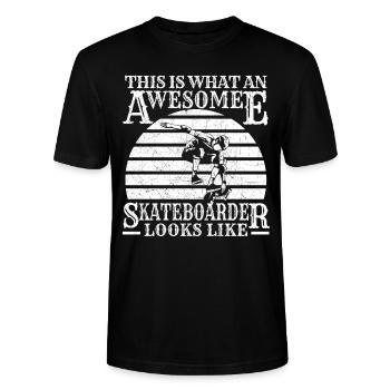 Skater Skateboard Skate Boarding fier boarder - T-shirt bio CRAFTER Stanley Stella Unisexe - noir - Devant - Alina (178cm) & Michal (187cm)