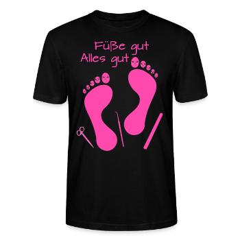 Fußpflege Pediküre Podologe Nagelstudio Geschenk - Stanley/Stella Unisex Bio-T-Shirt CRAFTER - Schwarz - Vorne - Alina (178cm) & Michal (187cm)