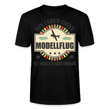 Modellflug Lustiger Spruch Modellbauer Geschenk - Stanley/Stella Unisex Bio-T-Shirt CRAFTER - Schwarz - Vorne - Alina (178cm) & Michal (187cm)