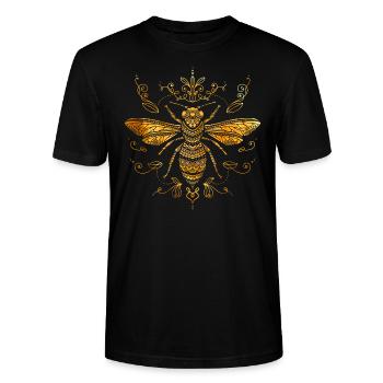 Tatouage tribal mandala abeilles - T-shirt bio CRAFTER Stanley Stella Unisexe - noir - Devant - Alina (178cm) & Michal (187cm)