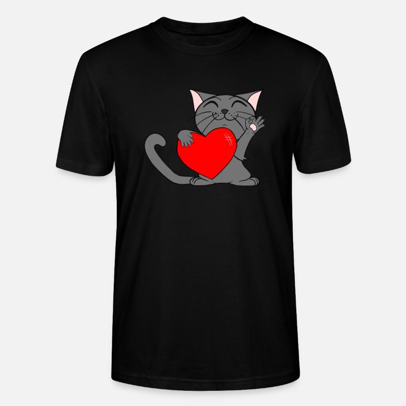 Katze mit Herz - Stanley/Stella Unisex Bio-T-Shirt CRAFTER - Schwarz