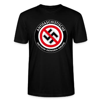 Antifaschistische Aktion gegen Nazis und Hass - Stanley/Stella Unisex Bio-T-Shirt CRAFTER - Schwarz - Vorne - Alina (178cm) & Michal (187cm)