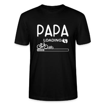Papa loading 2021 Fahrrad MTB Baby Werdender Vater - Stanley/Stella Unisex Bio-T-Shirt CRAFTER - Schwarz - Vorne - Alina (178cm) & Michal (187cm)