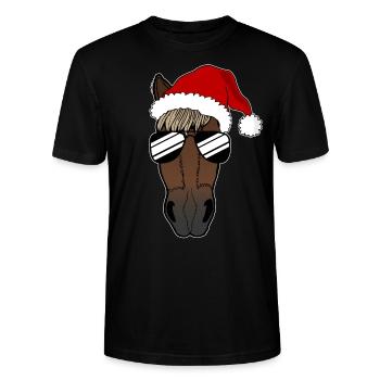 Sjov hest julegave idé - Stanley Stella CRAFTER unisex økologisk-T-shirt - sort - Foran - Alina (178cm) & Michal (187cm)