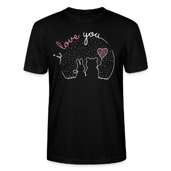 i love you - Hase Bärchen - Hasi Bärli - Stanley/Stella Unisex Bio-T-Shirt CRAFTER - Schwarz - Vorne - Alina (178cm) & Michal (187cm)