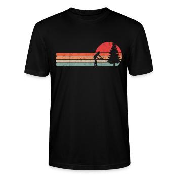 Holzfäller Motorsäge Kettensäge Retro Vintage - Stanley/Stella Unisex Bio-T-Shirt CRAFTER - Schwarz - Vorne - Alina (178cm) & Michal (187cm)