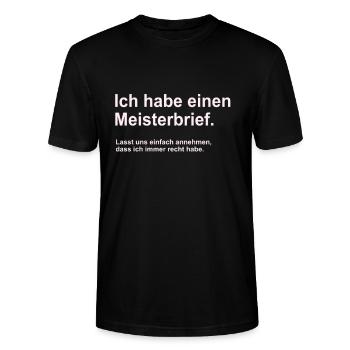 Herren Meister Meisterbrief bestanden Geschenk - Stanley/Stella Unisex Bio-T-Shirt CRAFTER - Schwarz - Vorne - Alina (178cm) & Michal (187cm)
