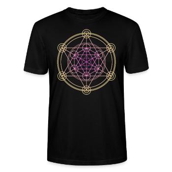 Merkaba Géométrie sacrée - T-shirt bio CRAFTER Stanley Stella Unisexe - noir - Devant - Alina (178cm) & Michal (187cm)