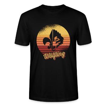 Wölfling Pfadfinder Retro Lilie für Wölflinge - Stanley/Stella Unisex Bio-T-Shirt CRAFTER - Schwarz - Vorne - Alina (178cm) & Michal (187cm)