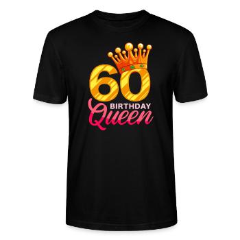 60th birthday queen birthday party - Stanley/Stella CRAFTER Unisex Organic T-Shirt - black - Front - Alina (178cm) & Michal (187cm)