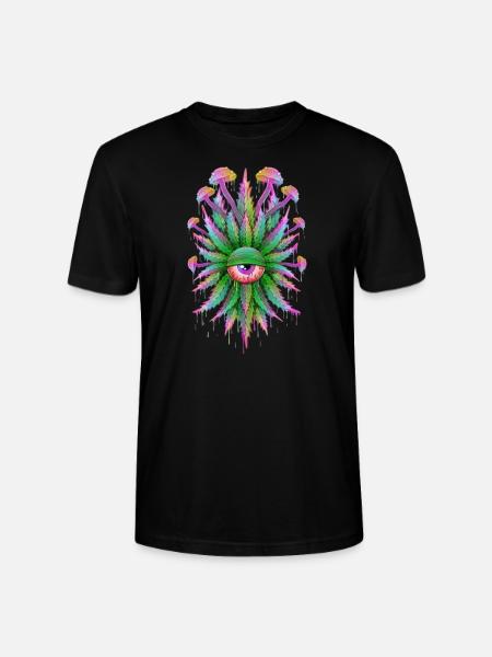 Mushroom Eyes Grass - Stanley/Stella CRAFTER Unisex Organic T-Shirt - black