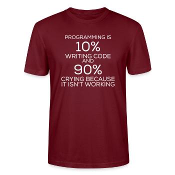 Lustiger Spruch Programmieren Programmier - Stanley/Stella Unisex Bio-T-Shirt CRAFTER - Burgunderrot - Vorne - Alina (178cm) & Michal (187cm)
