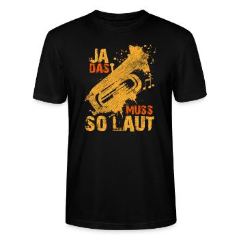 Herren Tuba Spruch - Stanley/Stella Unisex Bio-T-Shirt CRAFTER - Schwarz - Vorne - Alina (178cm) & Michal (187cm)