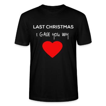 last Christmas Wham George Yog - Stanley/Stella Unisex Bio-T-Shirt CRAFTER - Schwarz - Vorne - Alina (178cm) & Michal (187cm)
