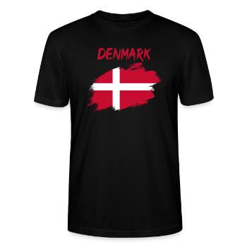 Denmark danish flag flag - Stanley/Stella CRAFTER Unisex Organic T-Shirt - black - Front - Alina (178cm) & Michal (187cm)