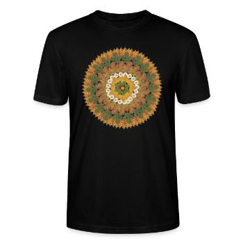 Autumn mandala - Stanley/Stella CRAFTER Unisex Organic T-Shirt - black - Front - Alina (178cm) & Michal (187cm)