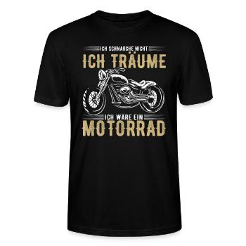 Lustiger Biker Spruch Ich Träume ich Wäre Ein - Stanley/Stella Unisex Bio-T-Shirt CRAFTER - Schwarz - Vorne - Alina (178cm) & Michal (187cm)