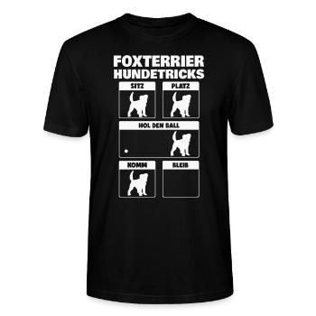 Foxterrier Hundetricks Drahthaar-Foxterrier - Stanley/Stella Unisex Bio-T-Shirt CRAFTER - Schwarz - Vorne - Alina (178cm) & Michal (187cm)