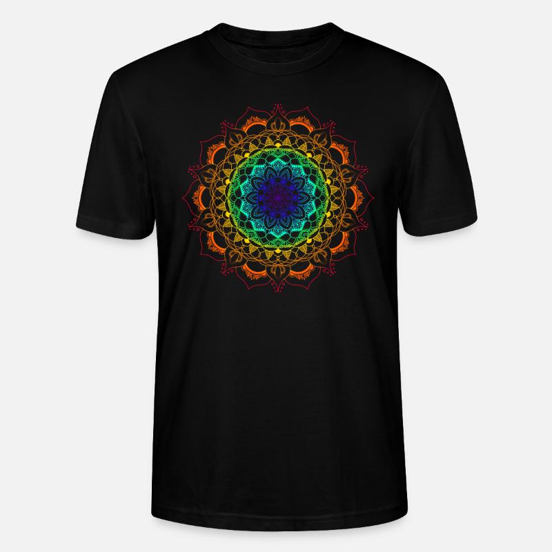 Regenbogen-Mandala - Stanley/Stella Unisex Bio-T-Shirt CRAFTER - Schwarz