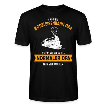 Grandpa grandfather model railway model maker gift - Stanley/Stella CRAFTER Unisex Organic T-Shirt - black - Front - Alina (178cm) & Michal (187cm)