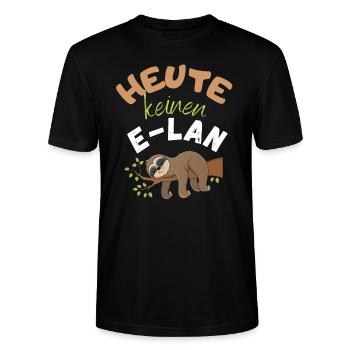 HEUTE KEIN ELAN! LUSTIGES FAULTIER MOTIV - Stanley/Stella Unisex Bio-T-Shirt CRAFTER - Schwarz - Vorne - Alina (178cm) & Michal (187cm)