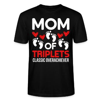 Mère de triplés triplés maman enceinte - T-shirt bio CRAFTER Stanley Stella Unisexe - noir - Devant - Alina (178cm) & Michal (187cm)